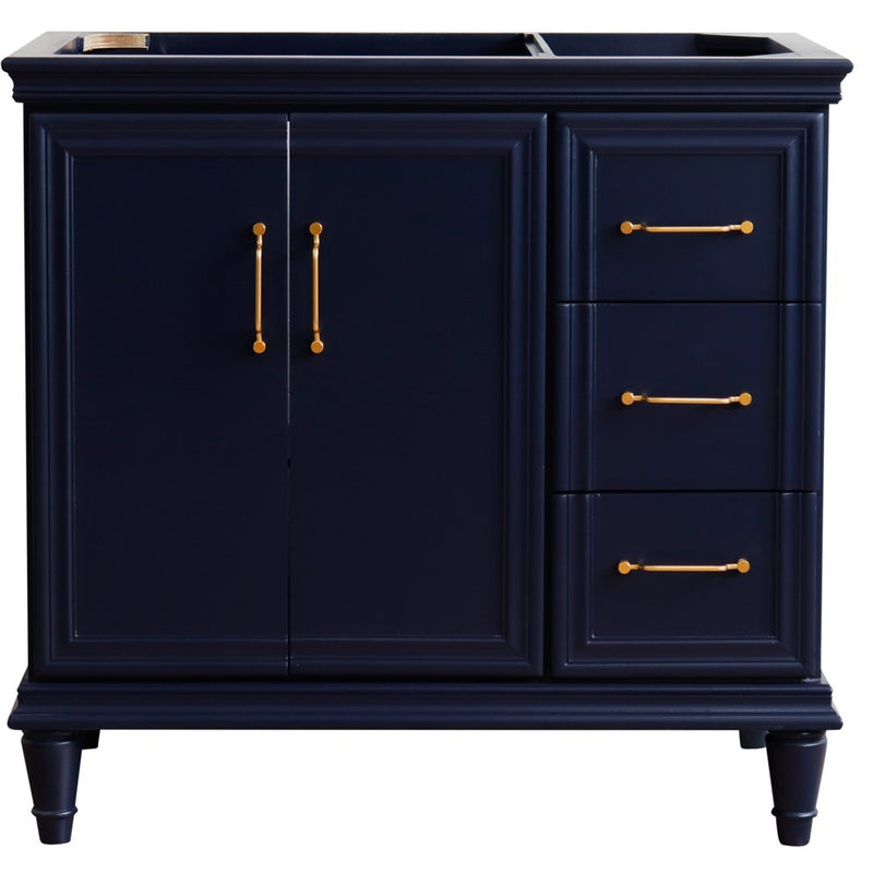Bellaterra Home 400800-36L-BU Forli 36" vanity cabinet, Blue, front view on a white background