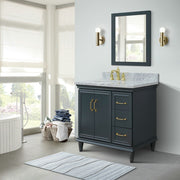 Bellaterra Home 400800-37L-DG-WMOL Forli 37" vanity, Dark Gray, White Carrara marble top, installed in a bathroom