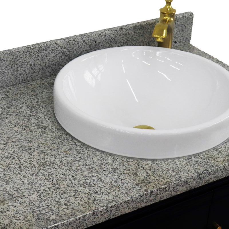 Bellaterra Home 400800-37R-BU-GYRDR Forli 37" vanity, Blue, gray granite top, countertop and sink close-up