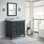 Bellaterra Home 400800-37R-DG-GYRDR Forli 37" vanity, Dark Gray, gray granite top, installed in a bathroom