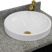 Bellaterra Home 400800-37R-DG-GYRDR Forli 37" vanity, Dark Gray, gray granite top, countertop and sink close-up