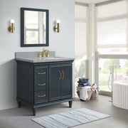 Bellaterra Home 400800-37R-DG-GYRR Forli 37" vanity, Dark Gray, gray granite top, installed in a bathroom