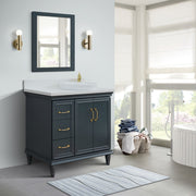 Bellaterra Home 400800-37R-DG-WERDR Forli 37" vanity, Dark Gray, white engineered stone top, installed in a bathroom