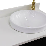 Bellaterra Home 400800-37R-DG-WERDR Forli 37" vanity, Dark Gray, white engineered stone top, countertop and sink close-up