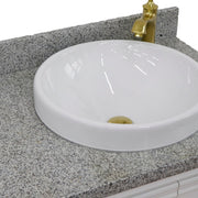 Bellaterra Home 400800-37R-WH-GYRDR Forli 37" vanity, White, gray granite top, countertop and sink close-up
