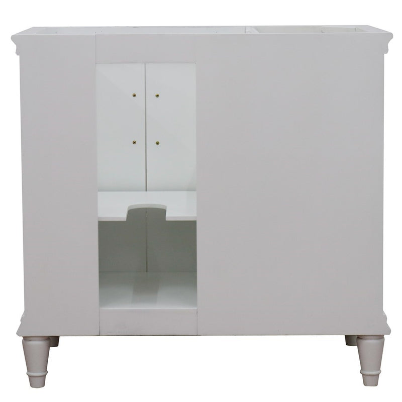 Bellaterra Home 400800-37R-WH-WMRDR Forli 37" vanity, White, White Carrara marble top, cabinet without top