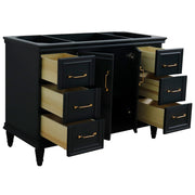 Bellaterra Home 400800-48S-DG Forli 48" vanity cabinet, Dark Gray, angled view with doors open showing the shelf