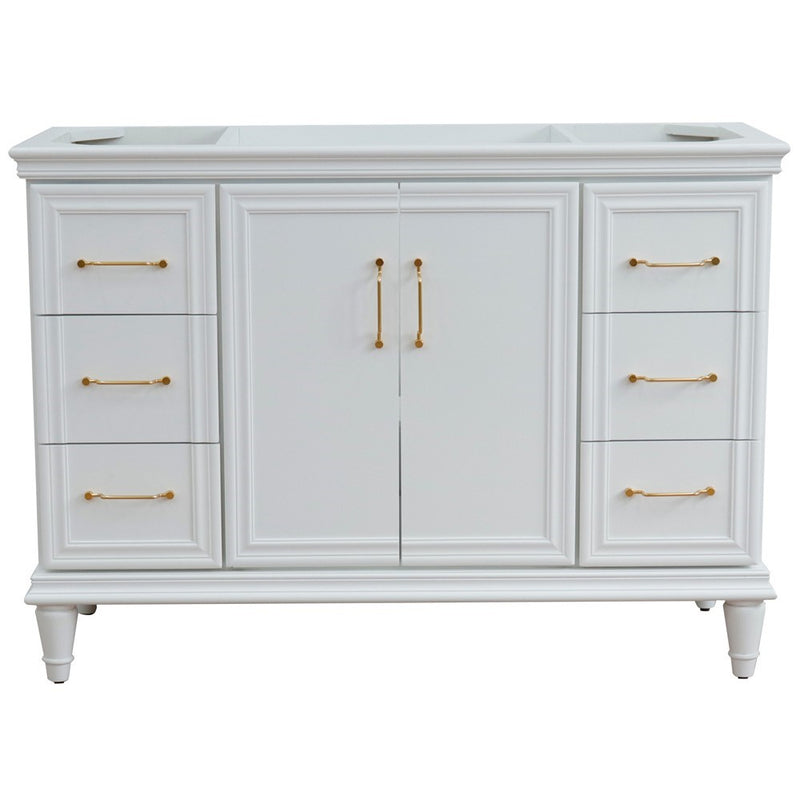 Bellaterra Home 400800-48S-WH Forli 48" vanity cabinet, White, front view on a white background