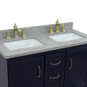 Bellaterra Home 400800-49D-BU-GYR Forli 49" vanity, Blue, gray granite top, countertop and sink close-up