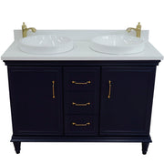 Bellaterra Home 400800-49D-BU-WERD Forli 49" vanity, Blue, white engineered stone top, front view on a white background