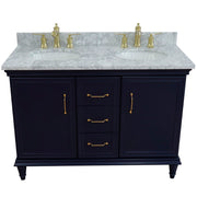 Bellaterra Home 400800-49D-BU-WMO Forli 49" vanity, Blue, White Carrara marble top, front view on a white background