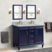 Bellaterra Home 400800-49D-BU-WMO Forli 49" vanity, Blue, White Carrara marble top, installed in a bathroom
