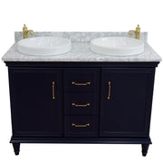 Bellaterra Home 400800-49D-BU-WMRD Forli 49" vanity, Blue, White Carrara marble top, front view on a white background