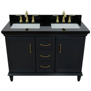 Bellaterra Home 400800-49D-DG-BGR Forli 49" vanity, Dark Gray, Black Galaxy granite top, front view on a white background