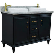 Bellaterra Home 400800-49D-DG-GYRD Forli 49" vanity, Dark Gray, gray granite top, angled view with doors closed