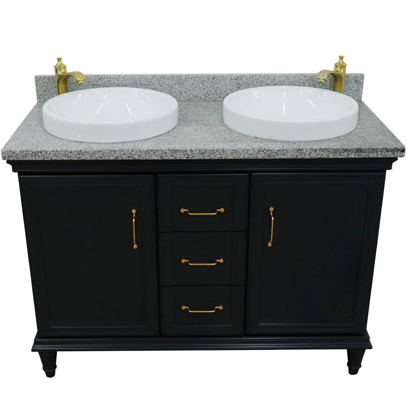 Bellaterra Home 400800-49D-DG-GYRD Forli 49" vanity, Dark Gray, gray granite top, front view on a white background