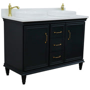 Bellaterra Home 400800-49D-DG-WERD Forli 49" vanity, Dark Gray, white engineered stone top, angled view with doors closed