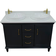 Bellaterra Home 400800-49D-DG-WERD Forli 49" vanity, Dark Gray, white engineered stone top, front view on a white background