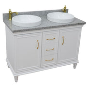 Bellaterra Home 400800-49D-WH-GYRD Forli 49" vanity, White, gray granite top, angled view on a white background