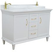 Bellaterra Home 400800-49D-WH-WERD Forli 49" vanity, White, white engineered stone top, angled view with doors closed
