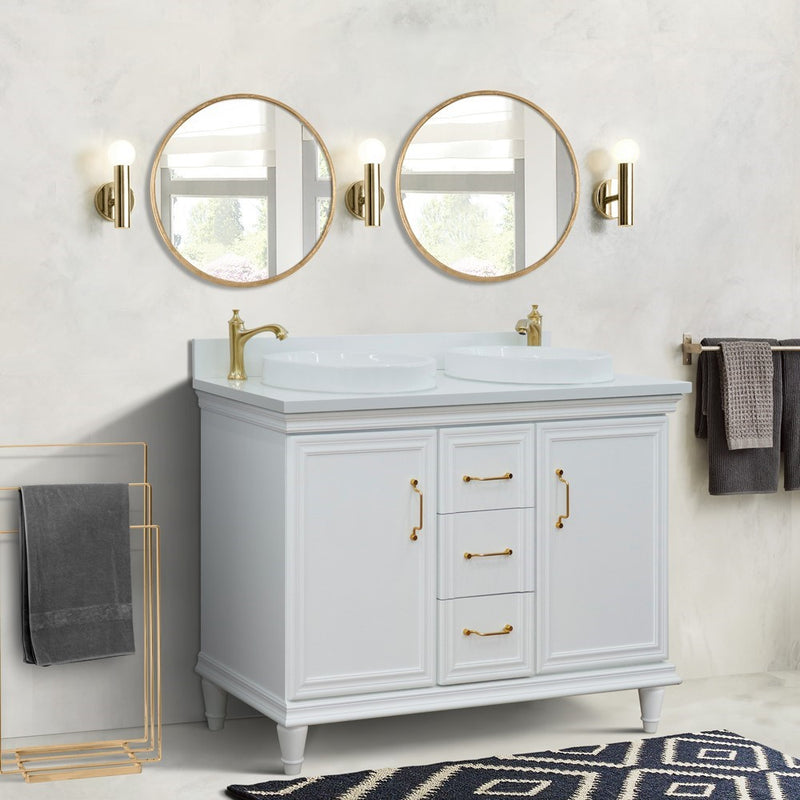 Bellaterra Home 400800-49D-WH-WERD Forli 49" vanity, White, white engineered stone top, installed in a bathroom