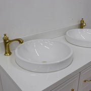 Bellaterra Home 400800-49D-WH-WERD Forli 49" vanity, White, white engineered stone top, countertop and sink close-up
