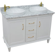 Bellaterra Home 400800-49D-WH-WMRD Forli 49" vanity, White, White Carrara marble top, angled view on a white background