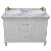 Bellaterra Home 400800-49D-WH-WMRD Forli 49" vanity, White, White Carrara marble top, front view on a white background
