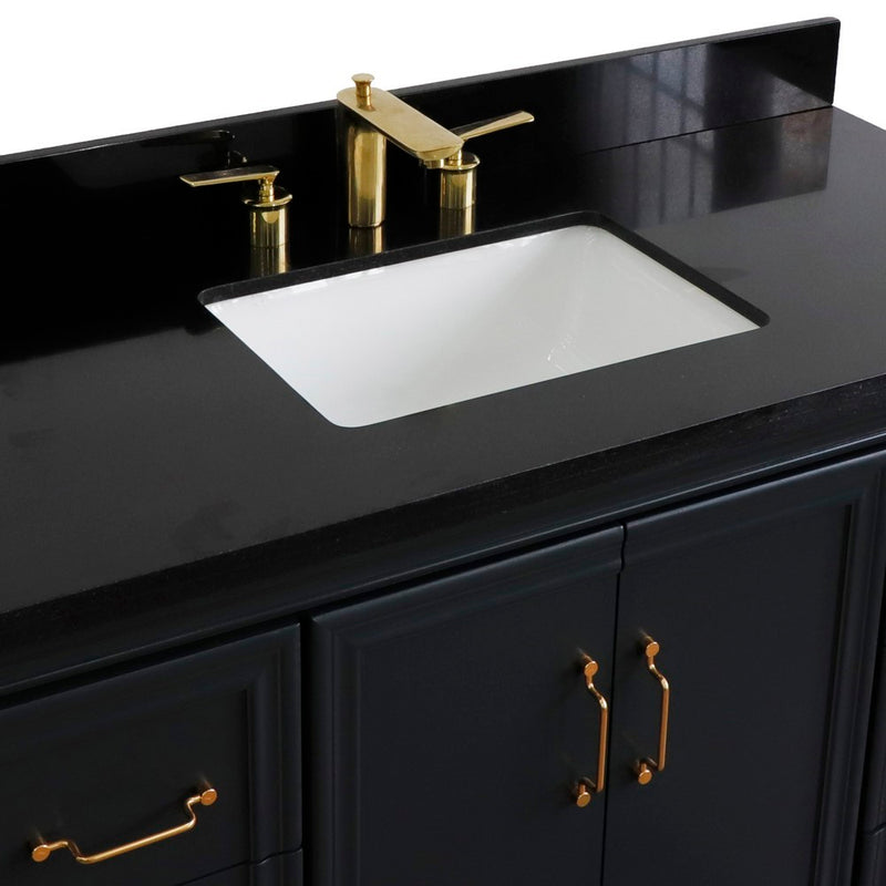 Bellaterra Home 400800-49S-DG-BGR Forli 49" vanity, Dark Gray, Black Galaxy granite top, countertop and sink close-up