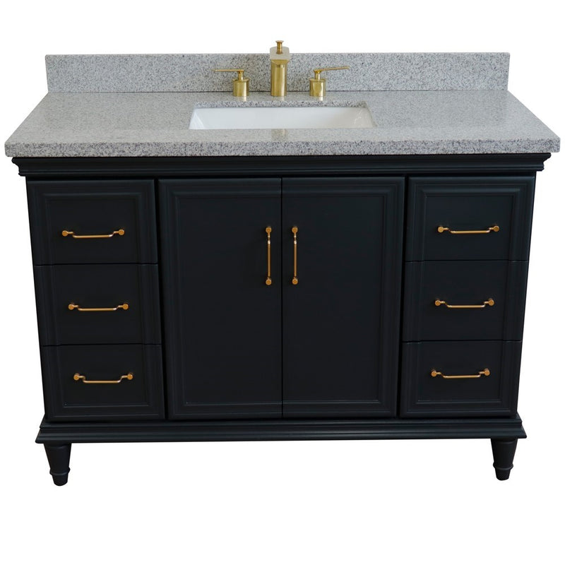 Bellaterra Home 400800-49S-DG-GYR Forli 49" vanity, Dark Gray, gray granite top, front view on a white background