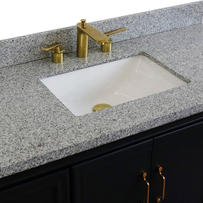 Bellaterra Home 400800-49S-DG-GYR Forli 49" vanity, Dark Gray, gray granite top, countertop and sink close-up