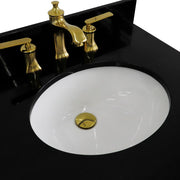 Bellaterra Home 400800-61D-BU-BGO Forli 61" vanity, Blue, Black Galaxy granite top, countertop and sink close-up