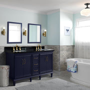 Bellaterra Home 400800-61D-BU-BGR Forli 61" vanity, Blue, Black Galaxy granite top, installed in a bathroom