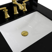 Bellaterra Home 400800-61D-BU-BGR Forli 61" vanity, Blue, Black Galaxy granite top, countertop and sink close-up