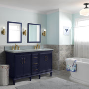 Bellaterra Home 400800-61D-BU-GYR Forli 61" vanity, Blue, gray granite top, installed in a bathroom
