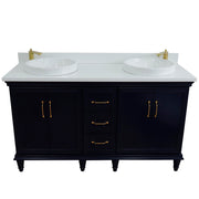 Bellaterra Home 400800-61D-BU-WERD Forli 61" vanity, Blue, white engineered stone top, front view on a white background
