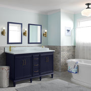 Bellaterra Home 400800-61D-BU-WERD Forli 61" vanity, Blue, white engineered stone top, installed in a bathroom