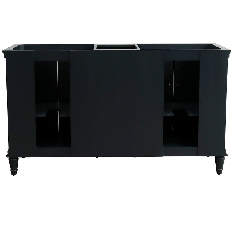 Bellaterra Home 400800-61D-DG-WMRD Forli 61" vanity, Dark Gray, White Carrara marble top, cabinet without top