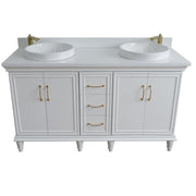 Bellaterra Home 400800-61D-WH-WERD Forli 61" vanity, White, white engineered stone top, front view on a white background