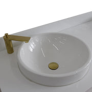 Bellaterra Home 400800-61D-WH-WERD Forli 61" vanity, White, white engineered stone top, countertop and sink close-up