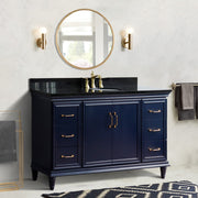 Bellaterra Home 400800-61S-BU-BGO Forli 61" vanity, Blue, Black Galaxy granite top, installed in a bathroom
