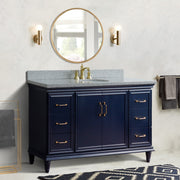 Bellaterra Home 400800-61S-BU-GYO Forli 61" vanity, Blue, gray granite top, installed in a bathroom