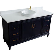 Bellaterra Home 400800-61S-BU-WERD Forli 61" vanity, Blue, white engineered stone top, angled view on a white background