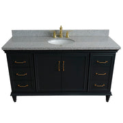 Bellaterra Home 400800-61S-DG-GYO Forli 61" vanity, Dark Gray, gray granite top, front view on a white background