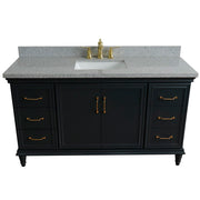 Bellaterra Home 400800-61S-DG-GYR Forli 61" vanity, Dark Gray, gray granite top, front view on a white background