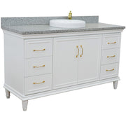 Bellaterra Home 400800-61S-WH-GYRD Forli 61" vanity, White, gray granite top, angled view with doors closed