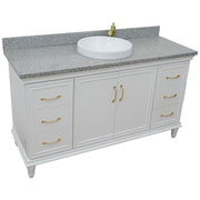 Bellaterra Home 400800-61S-WH-GYRD Forli 61" vanity, White, gray granite top, angled view on a white background