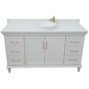Bellaterra Home 400800-61S-WH-WERD Forli 61" vanity, White, white engineered stone top, front view on a white background