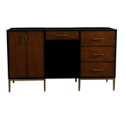 Bellaterra Home 400900-60D-WB Imola 60" vanity cabinet, Walnut and Black, front view on a white background
