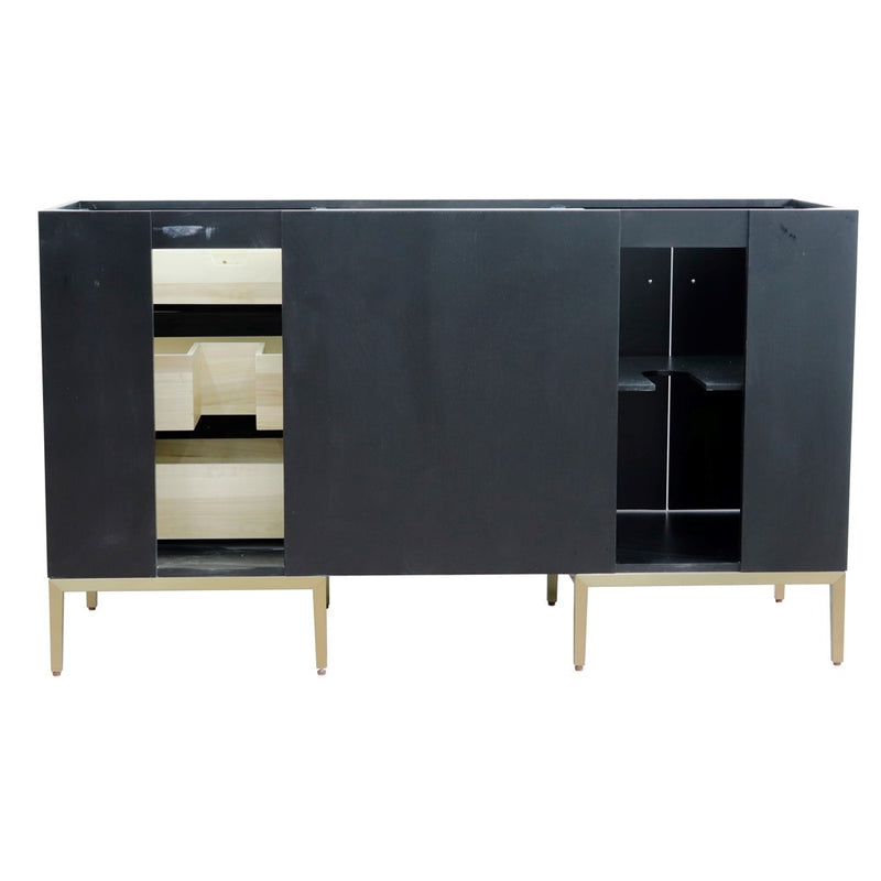 Bellaterra Home 400900-60D-WB Imola 60" vanity cabinet, Walnut and Black, rear view